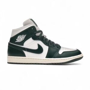 Nike Air Jordan 1 Mid White and Dark Green Women’s Shoes